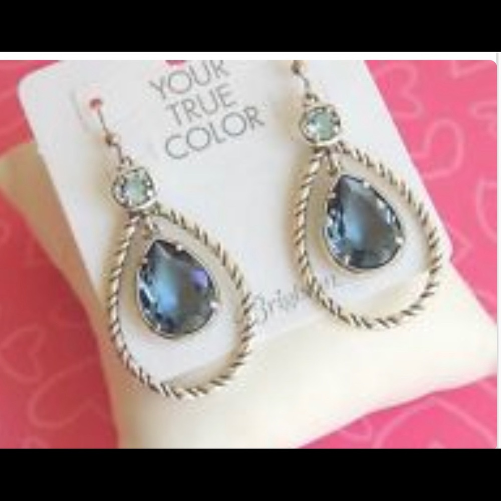 Brighton Earrings Blue Teardrop Sparkle Crystals